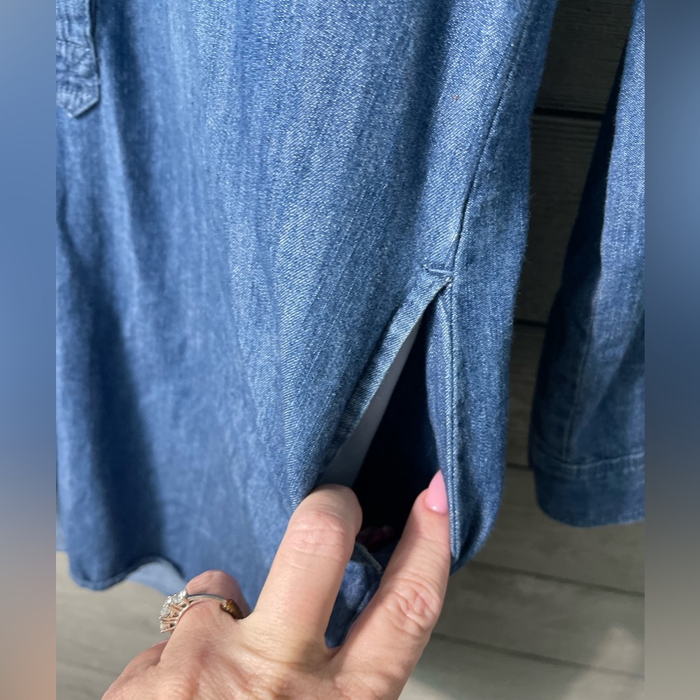 White House Black Market Long Sleeve Denim Button Up Jean Dress Sz 00 - Picture 7 of 15